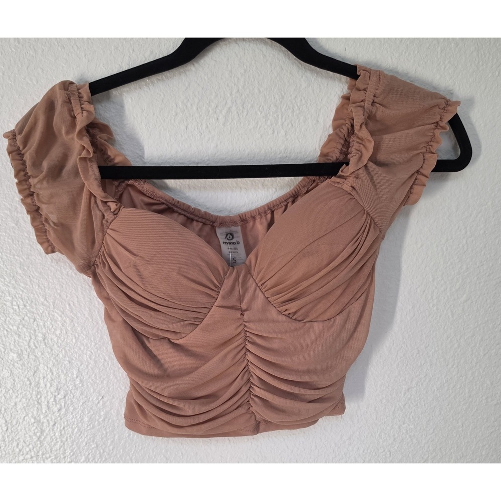 NWT Mono B Crop Top Women S Sleeveless Collared Solid Clay Tank Blouse Shirt